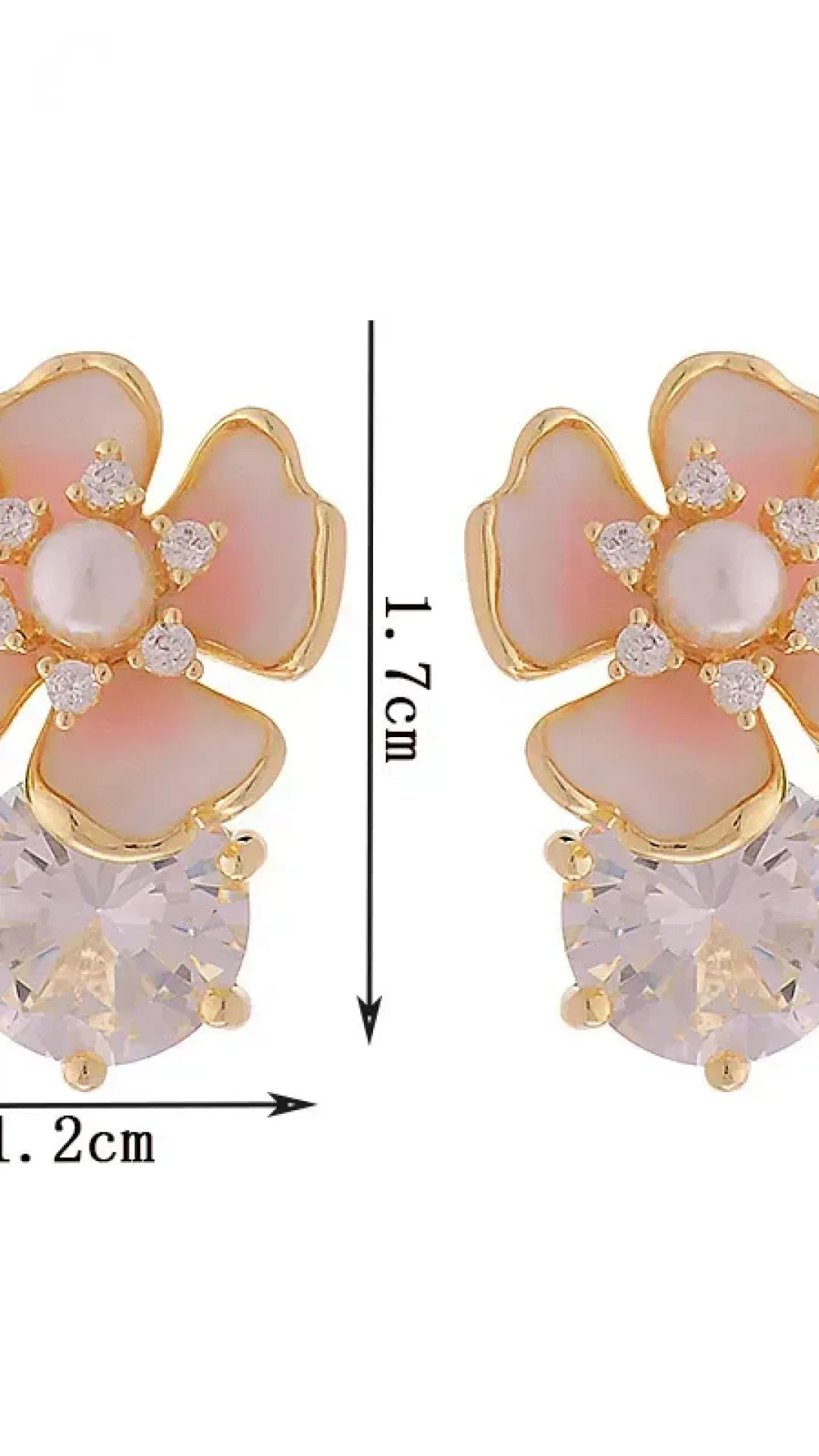 Pendientes de flores dulces con cristales