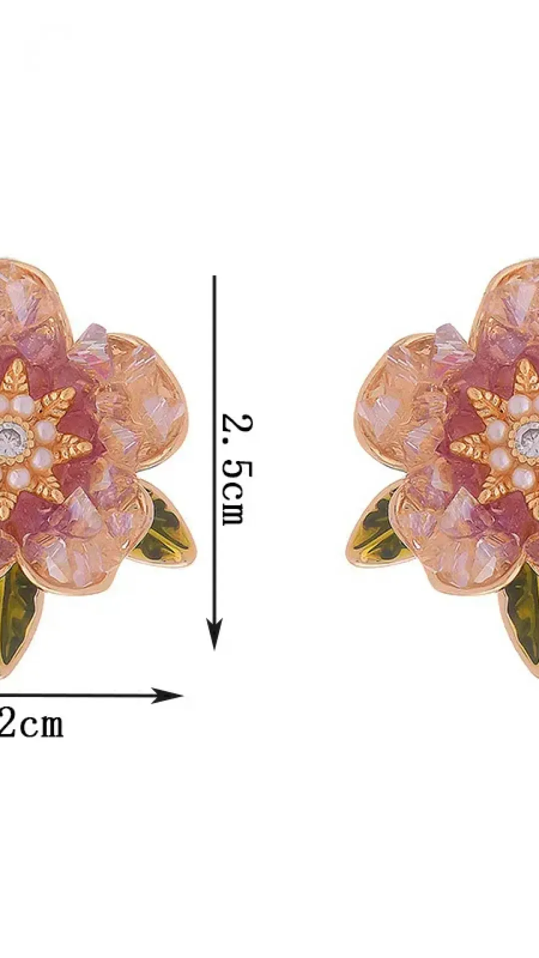 Pendientes de flor con incrusaciones de perlas y cristales