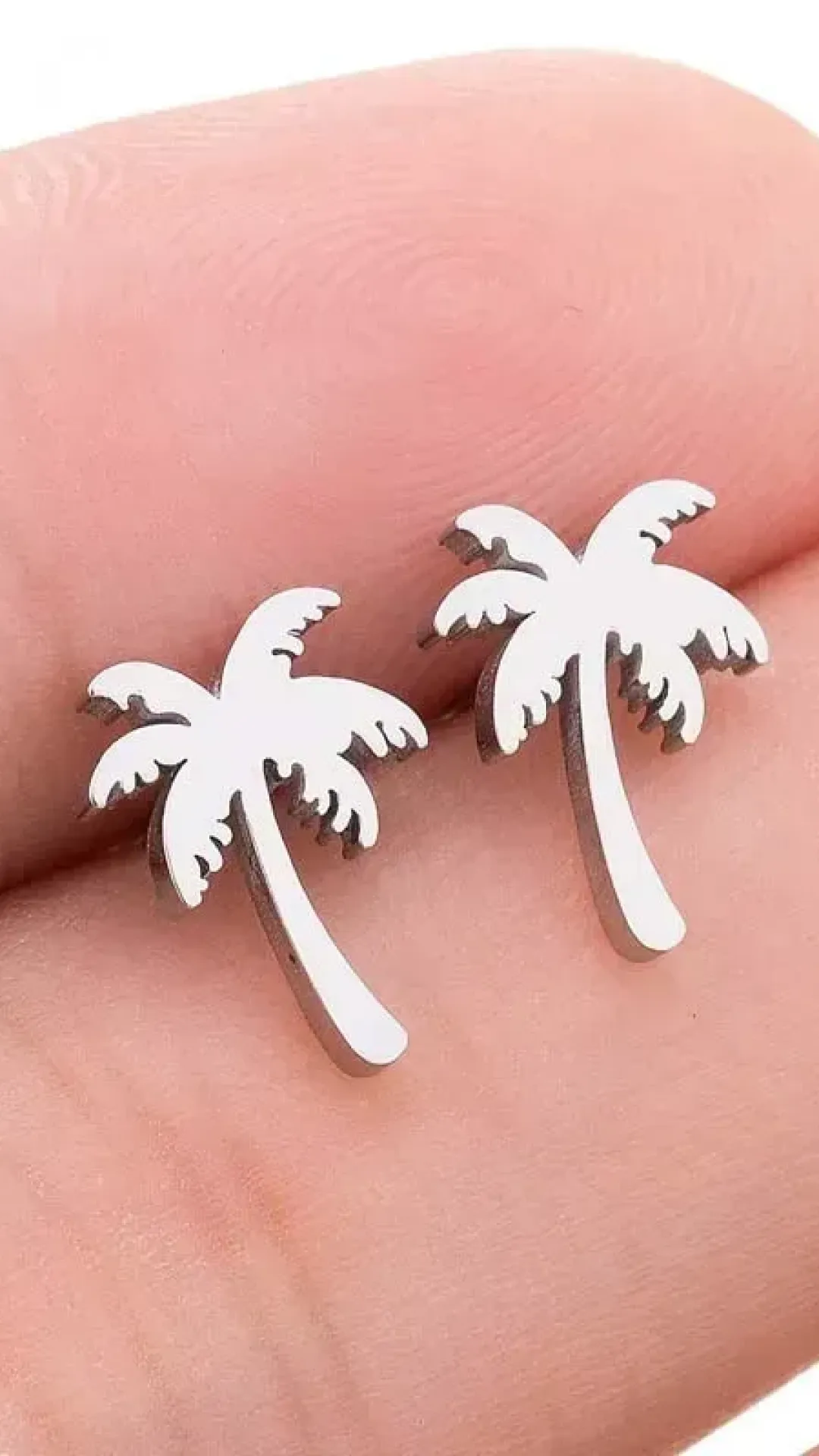 Pendientes de palmeras color plata