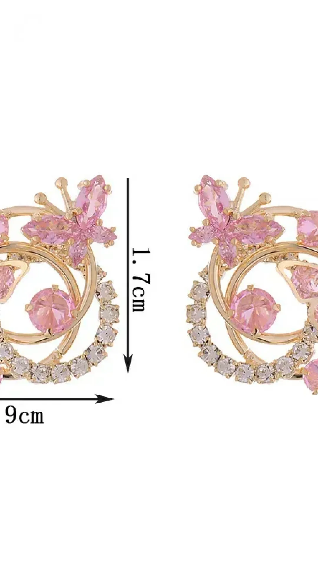 Pendientes de mariposa con incrustaciones artísticas retro y circonitas