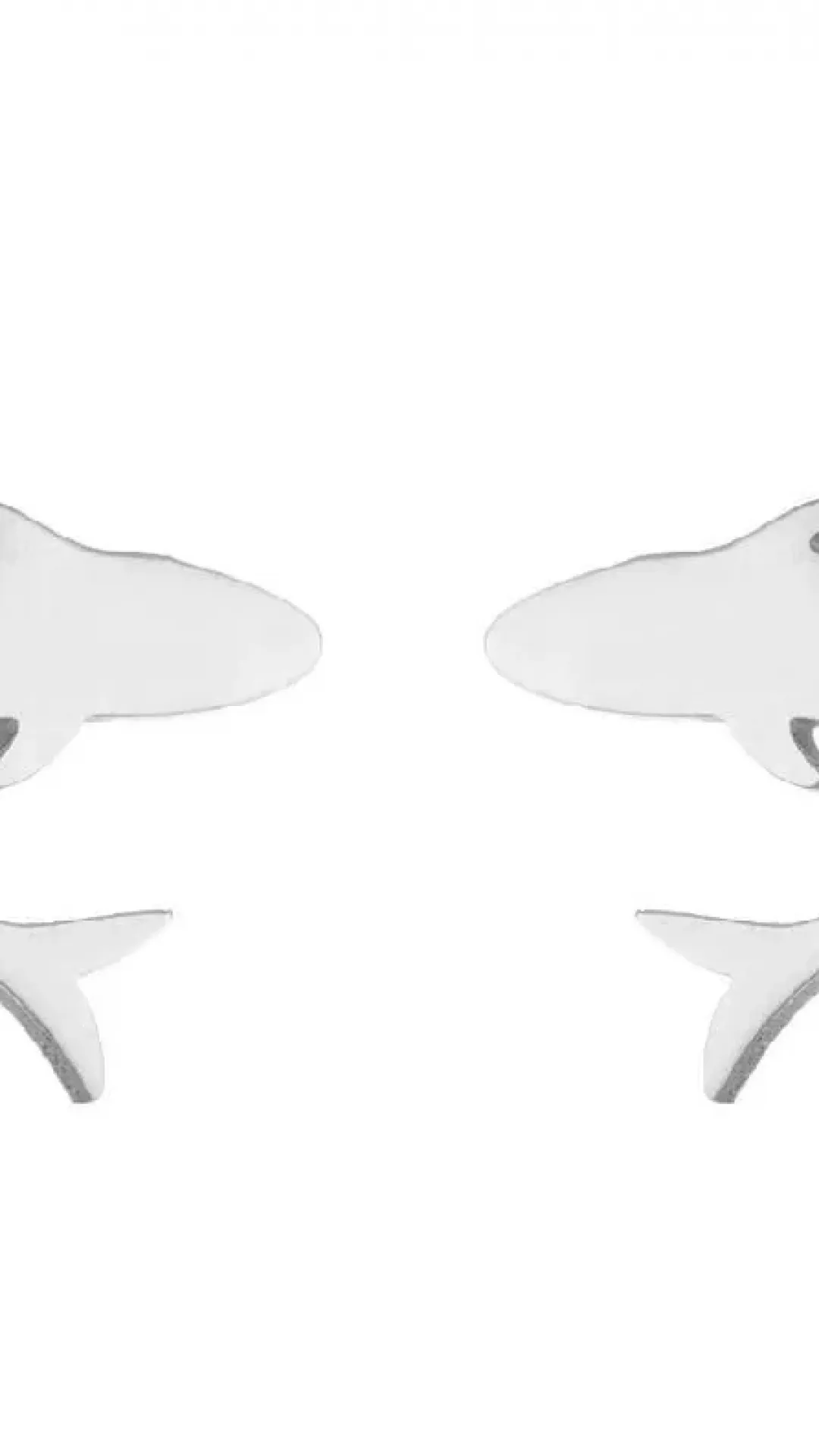 Pendientes de tiburón de acero inoxidable color plata