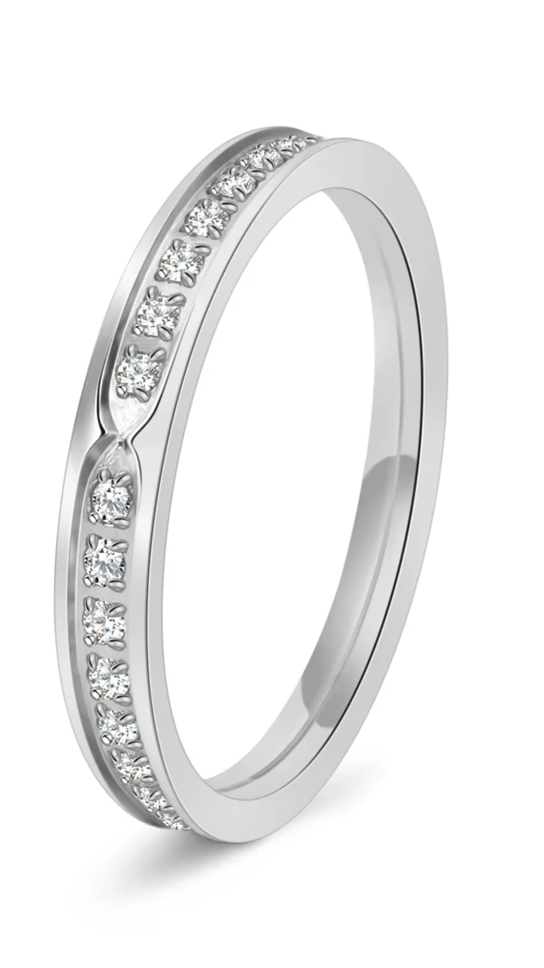 Anillo de acero inoxidable con zirconias cúbicas