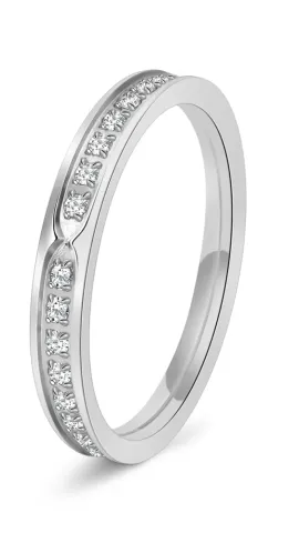 Anillo de acero inoxidable con zirconias cúbicas
