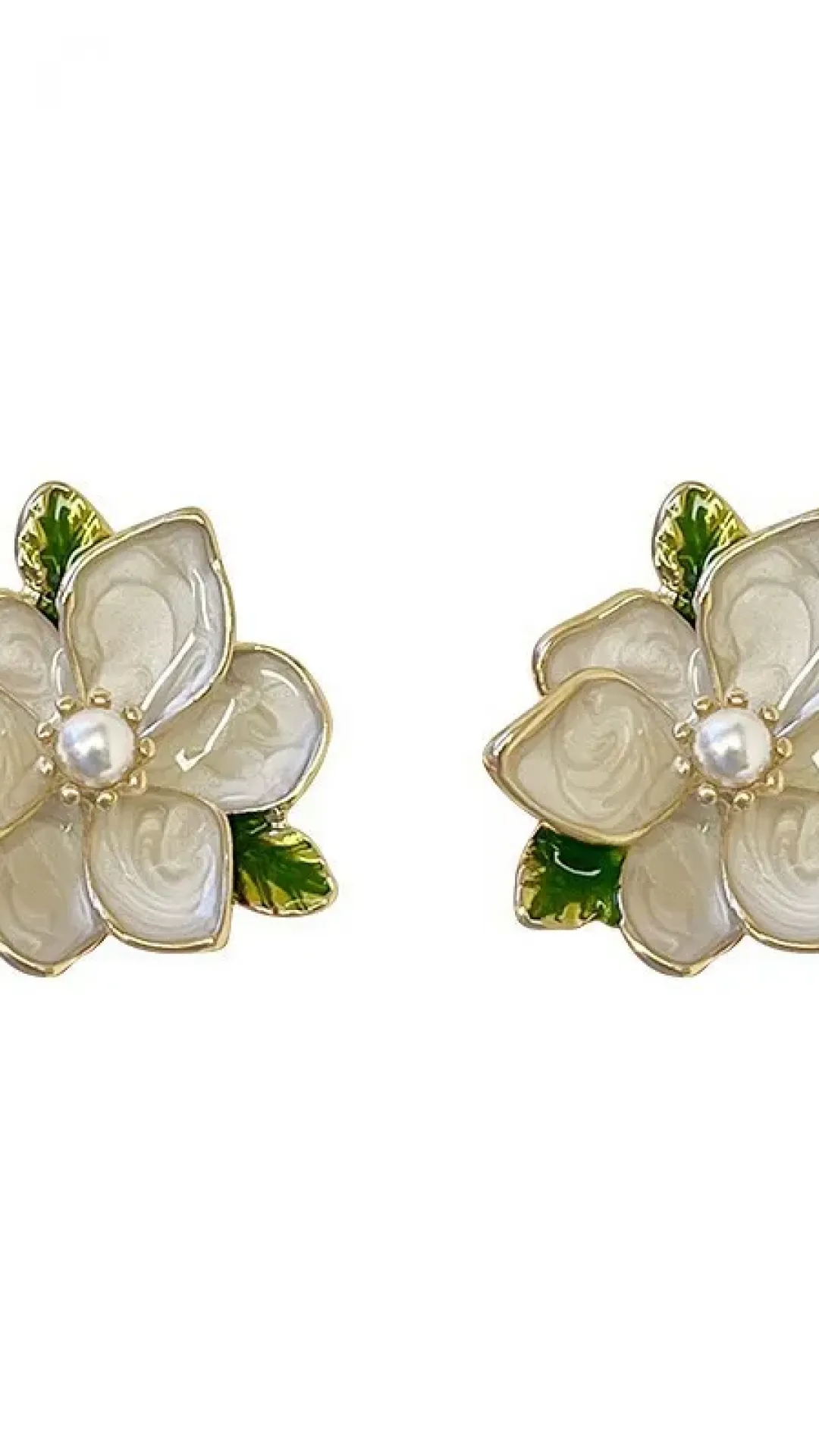 Pendientes gardenia color perla